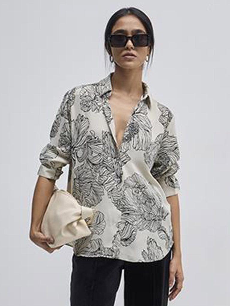 Wardrobe Ivory Floral Printed Shirt