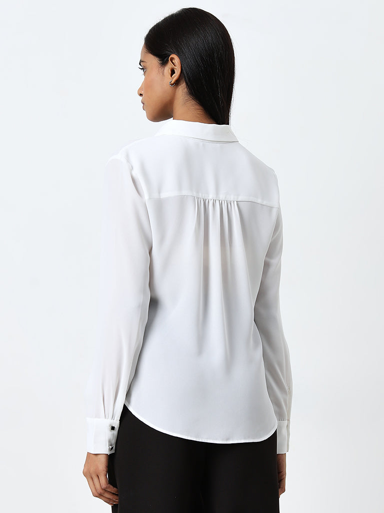 Wardrobe White Solid Shirt