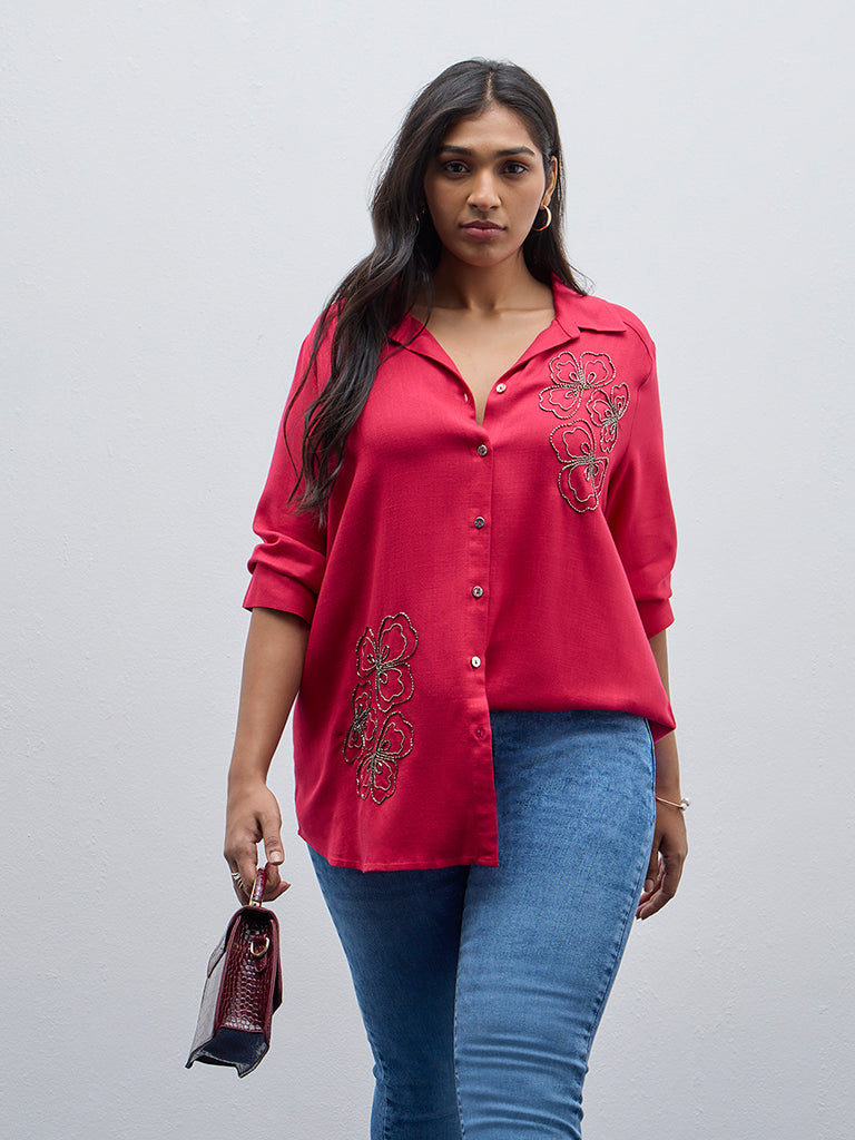 Gia Bright Pink Embellished Shirt