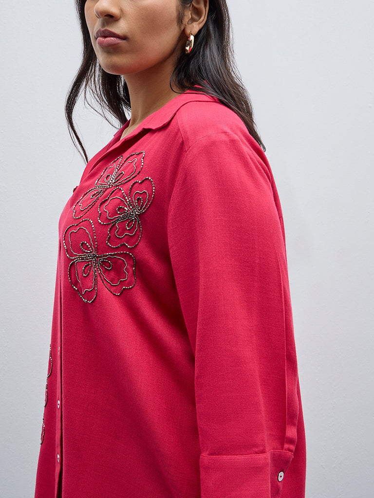 Gia Bright Pink Embellished Shirt