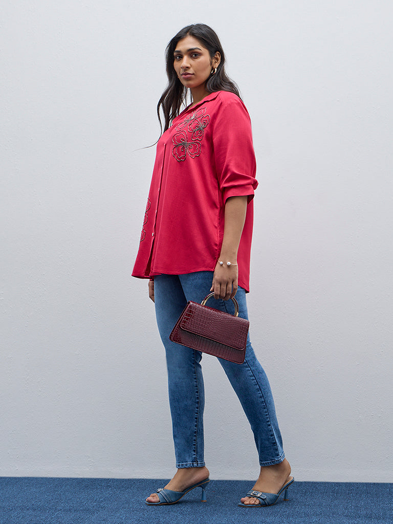 Gia Bright Pink Embellished Shirt