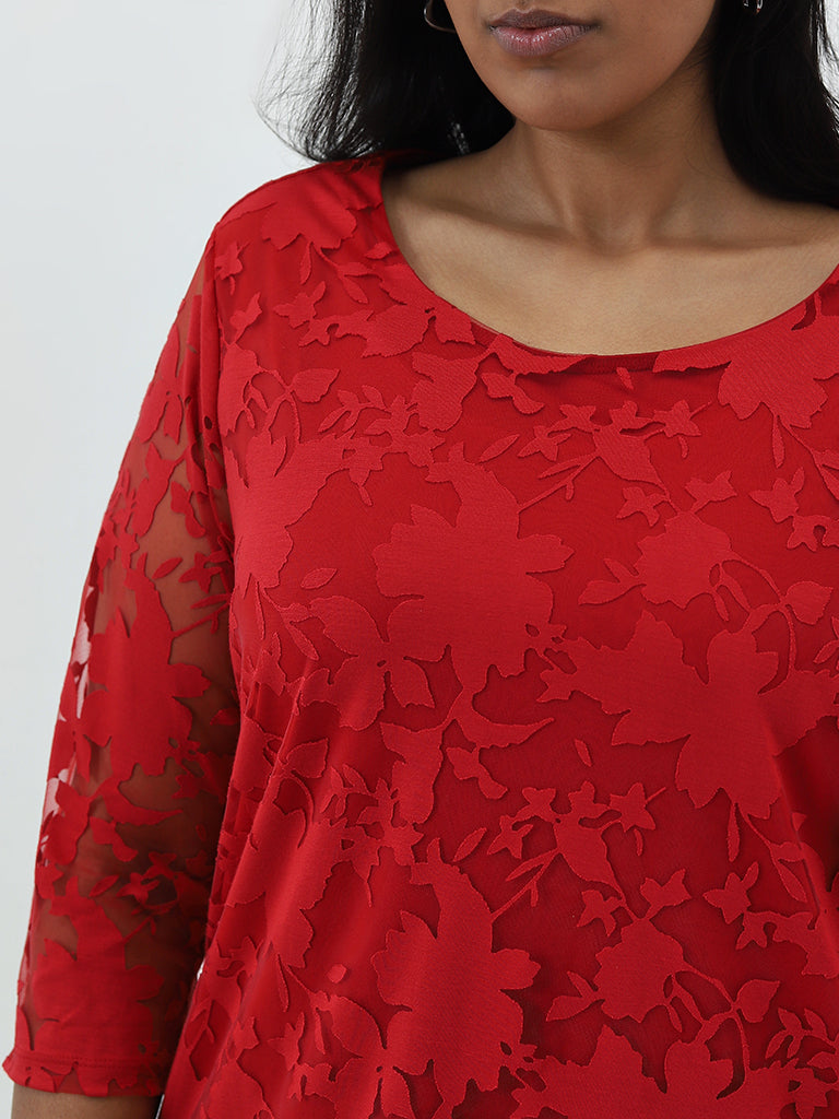 Gia Red Floral Net Blouse