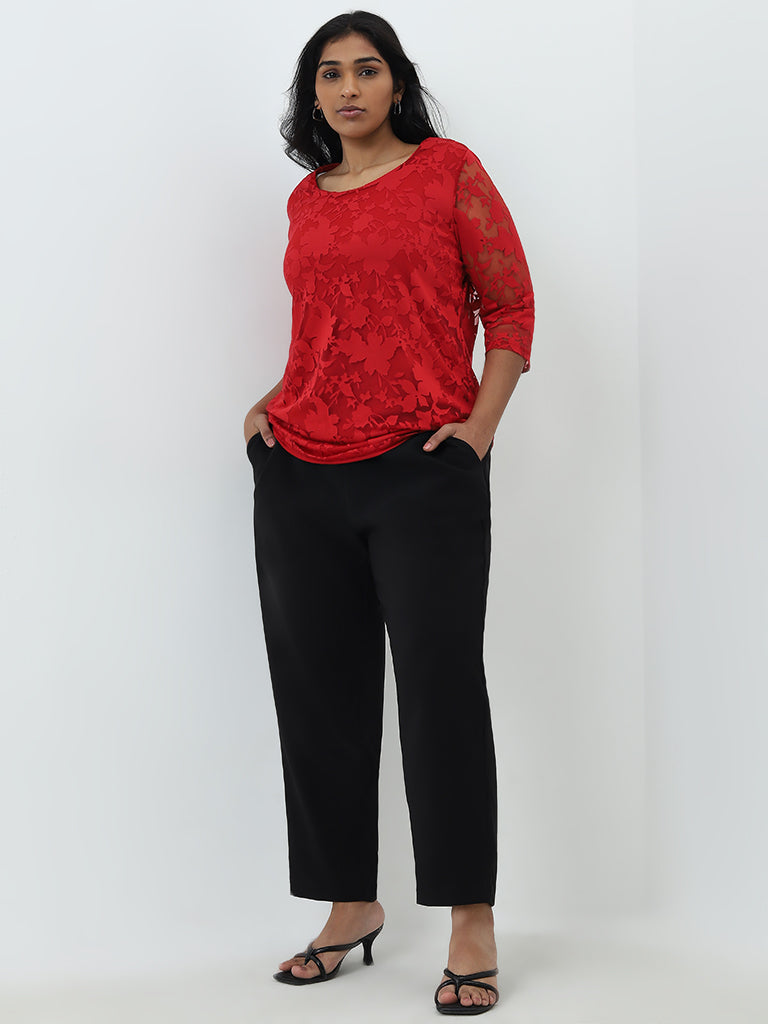 Gia Red Floral Net Blouse