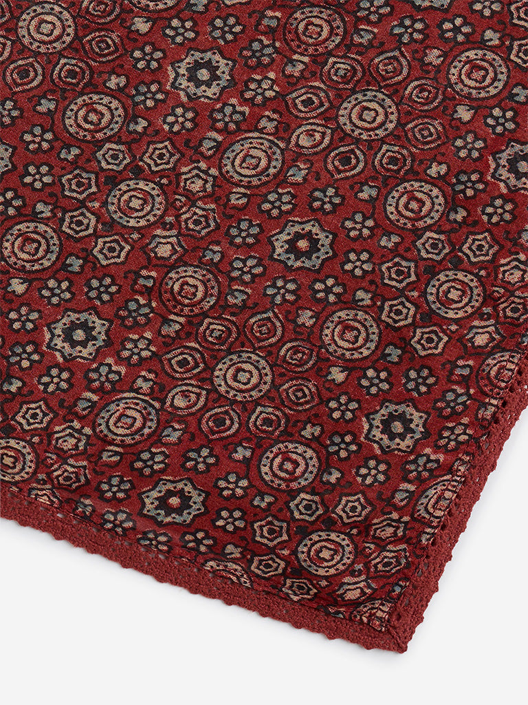 Zuba Maroon Floral Printed Dupatta