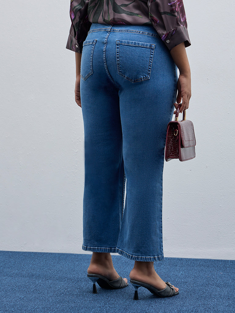 Gia Blue Seam-Detailed Straight - Fit High - Rise Jeans