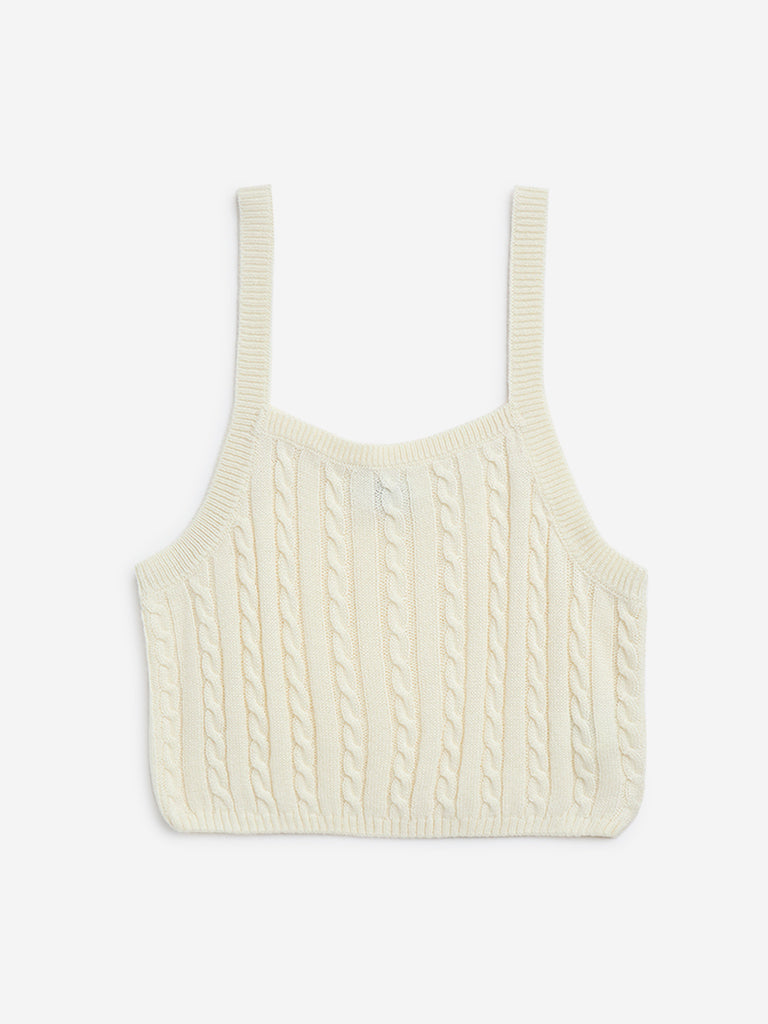 Y&F Kids Off-White Knitted Top