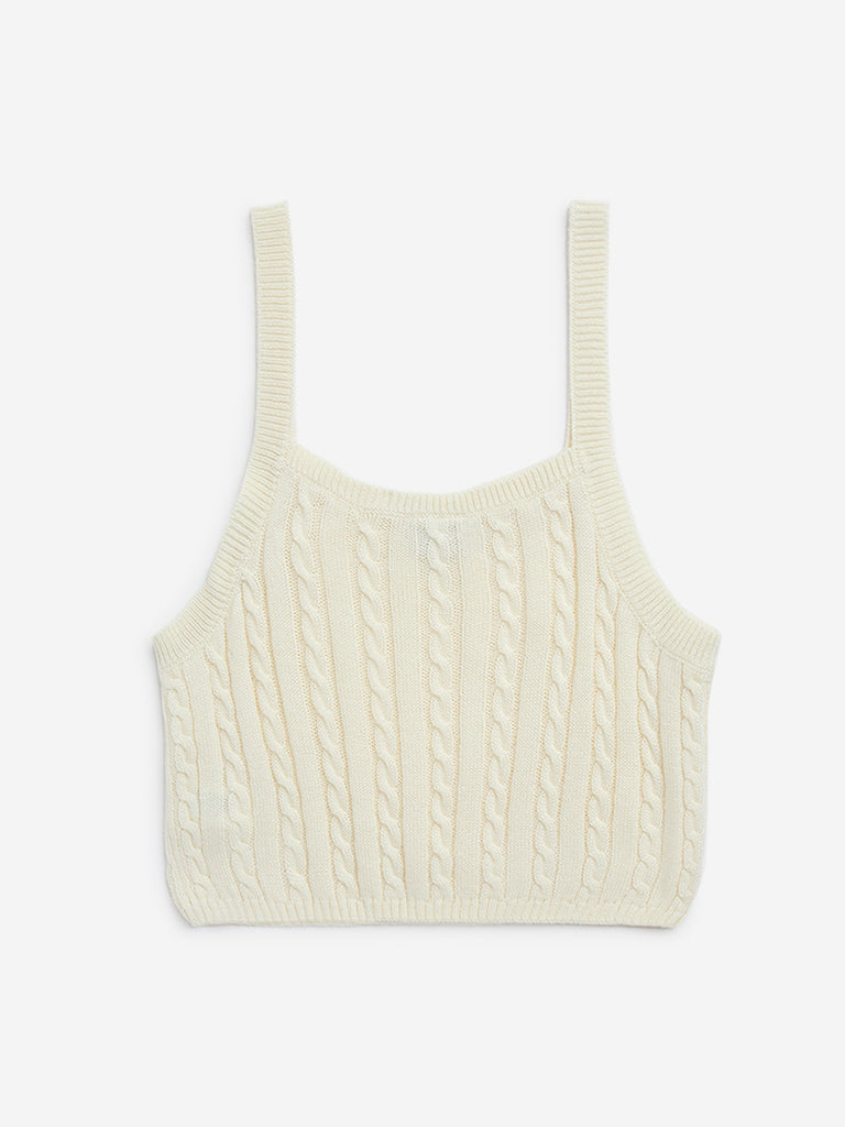 Y&F Kids Off-White Knitted Top