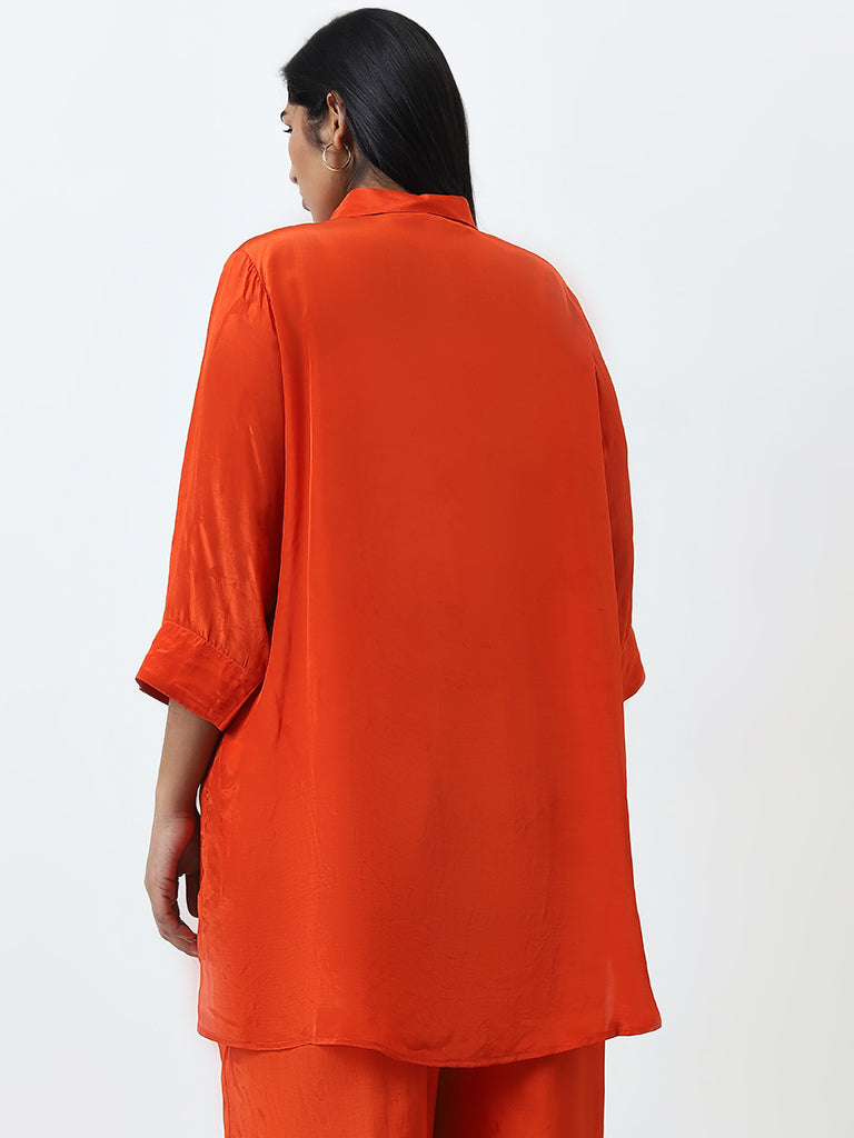 Diza Orange Moth Embellished Ethnic Tunic