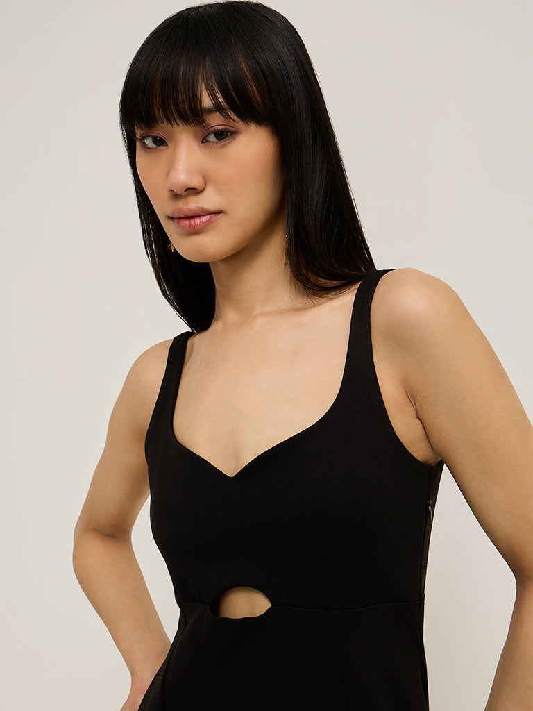 Nuon Black Cut-Out Design Bodycon Dress