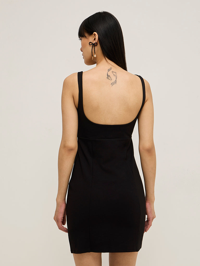 Nuon Black Cut-Out Design Bodycon Dress