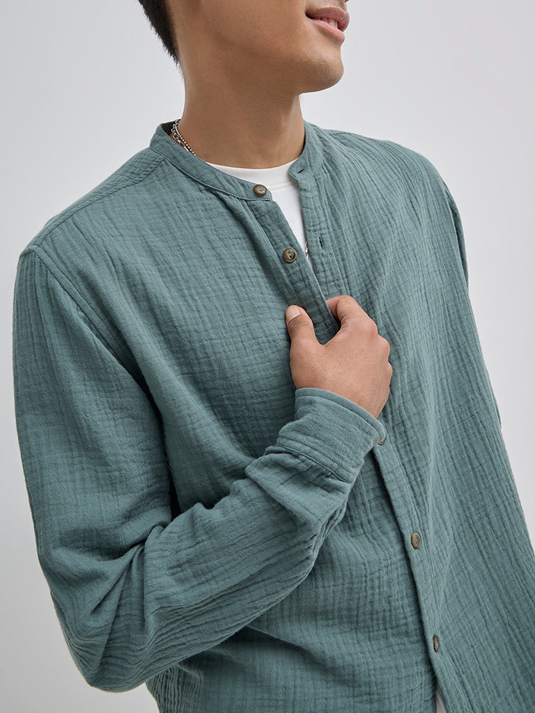 ETA Sage Crinkle-Textured Resort-Fit Cotton Shirt