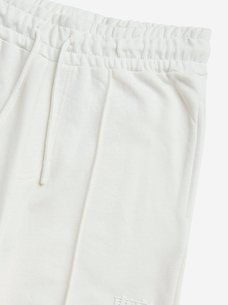 Y&F Kids Off-White Mid-Rise Cotton-Blend Track Pants