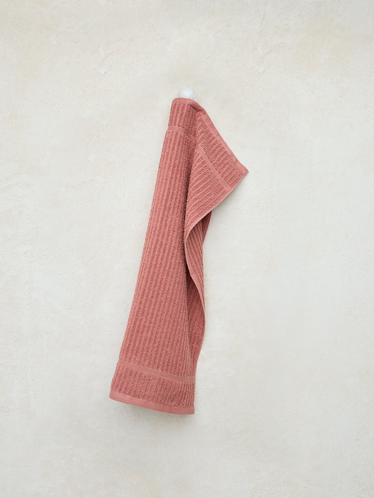 Westside Home Dusty Rose Self-Striped Hand Towel