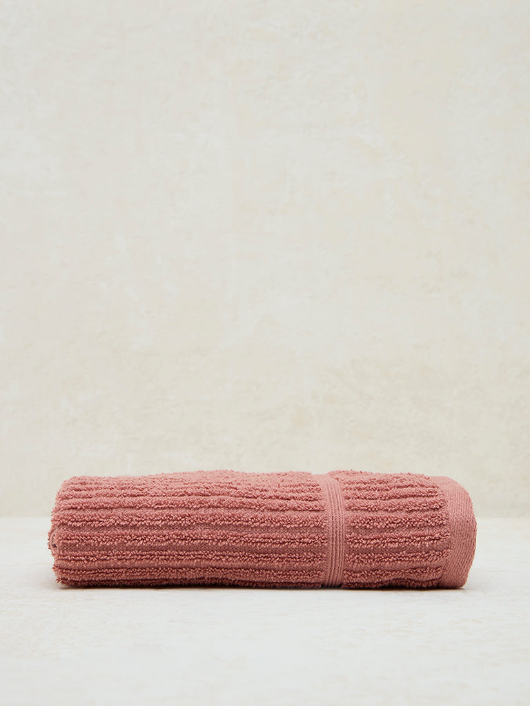 Westside Home Dusty Rose Self-Striped Hand Towel