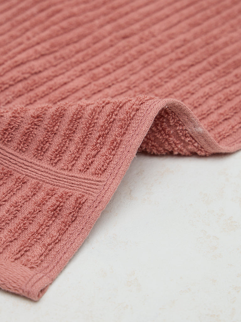 Westside Home Dusty Rose Self-Striped Hand Towel