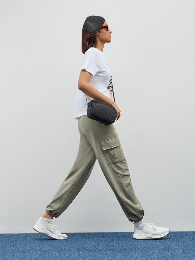 Studiofit Sage Cargo-Style High-Rise Cotton Joggers