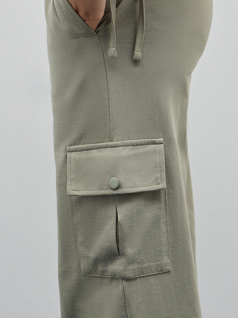 Studiofit Sage Cargo-Style High-Rise Cotton Joggers