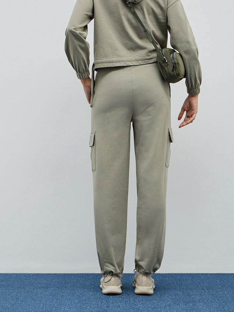 Studiofit Sage Cargo-Style High-Rise Cotton Joggers