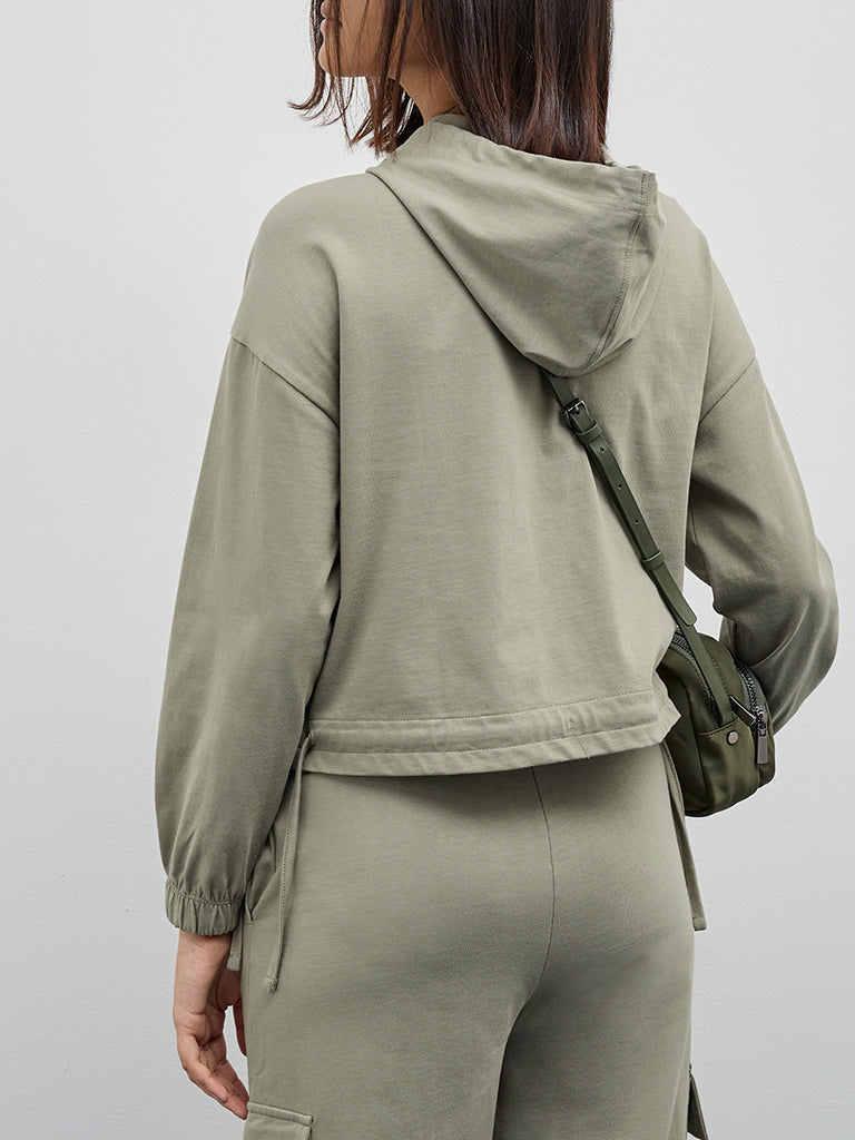 Studiofit Sage Solid Cotton Jacket