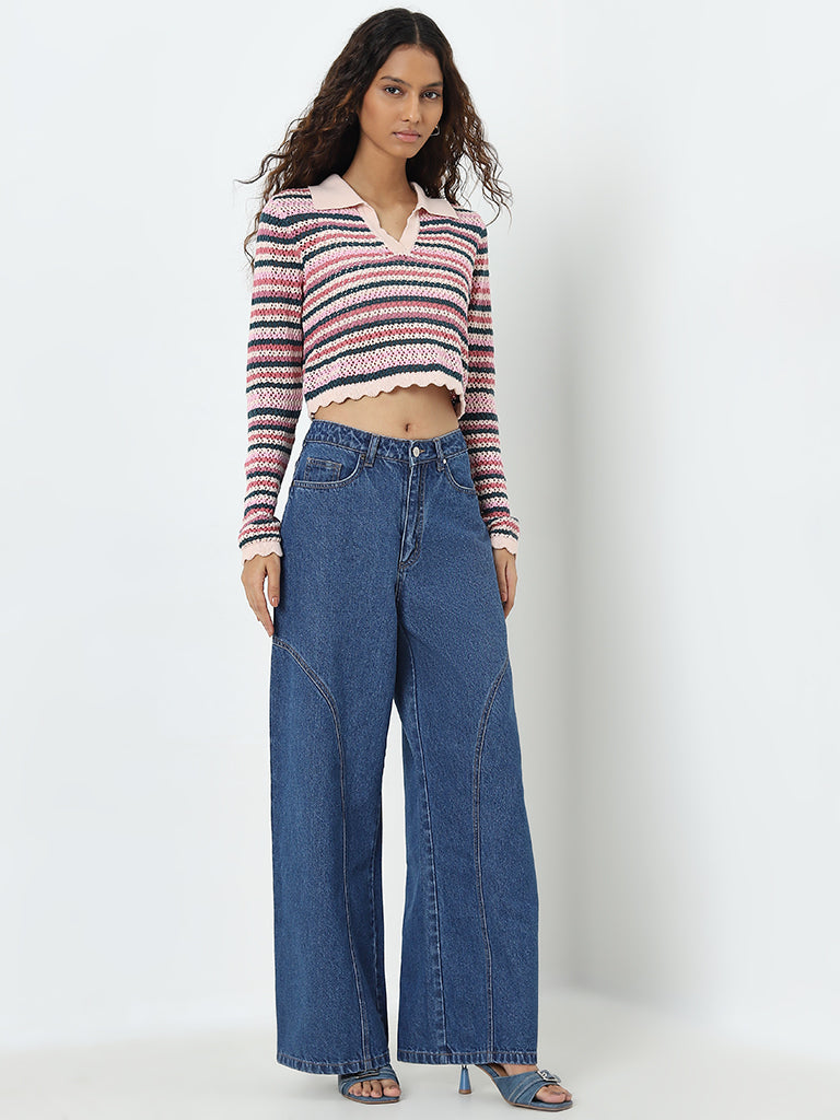 Nuon Blue Wide Leg - Fit Mid - Rise Jeans