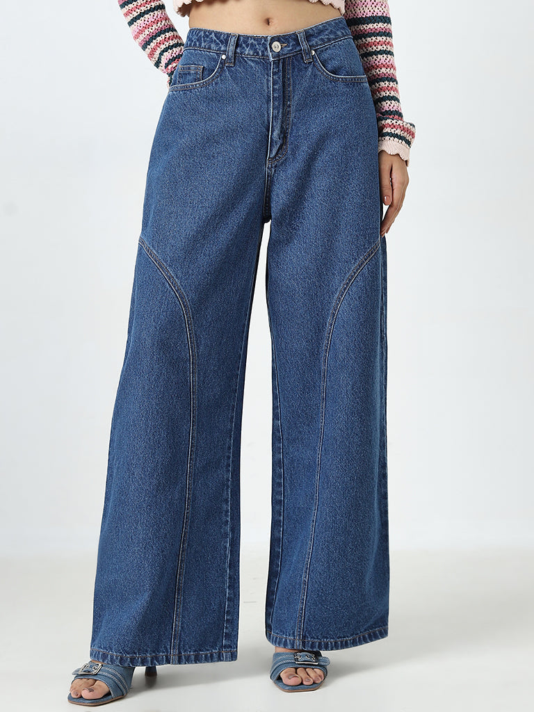 Nuon Blue Wide Leg - Fit Mid - Rise Jeans