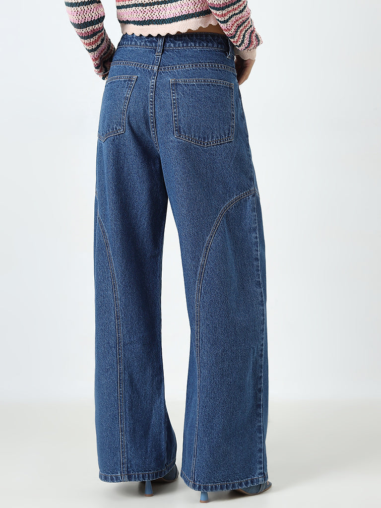 Nuon Blue Wide Leg - Fit Mid - Rise Jeans