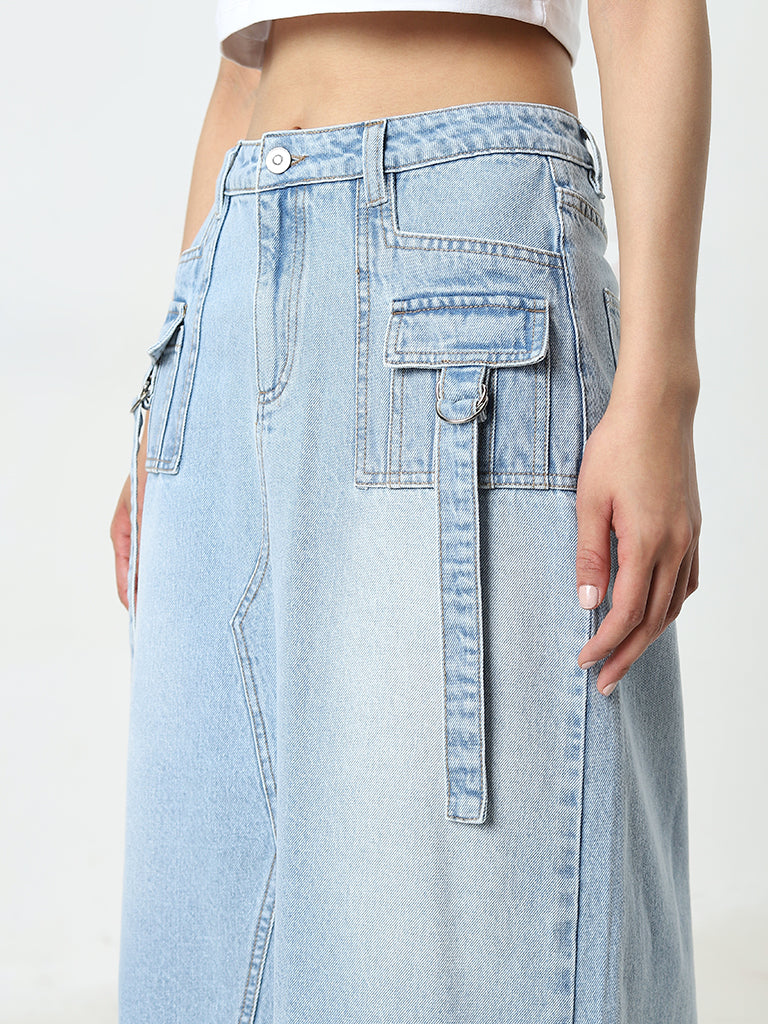 Nuon Light Blue High-Rise Denim Skirt