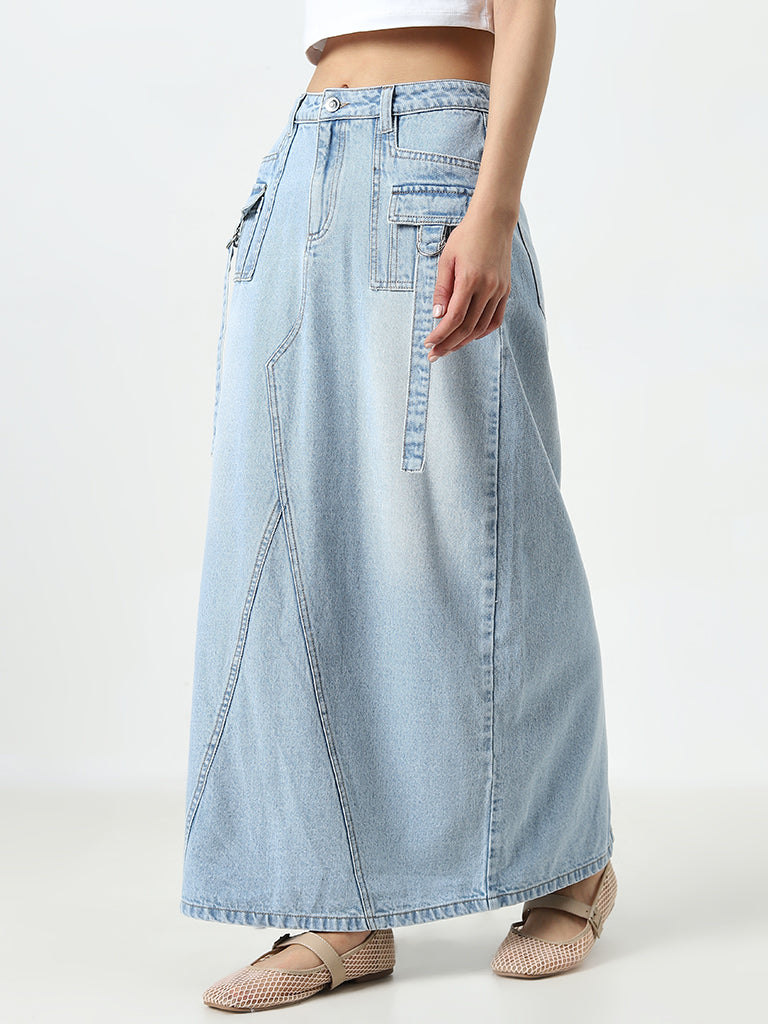 Nuon Light Blue High-Rise Denim Skirt