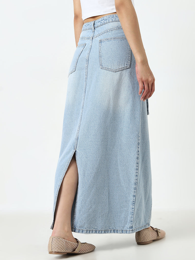 Nuon Light Blue High-Rise Denim Skirt