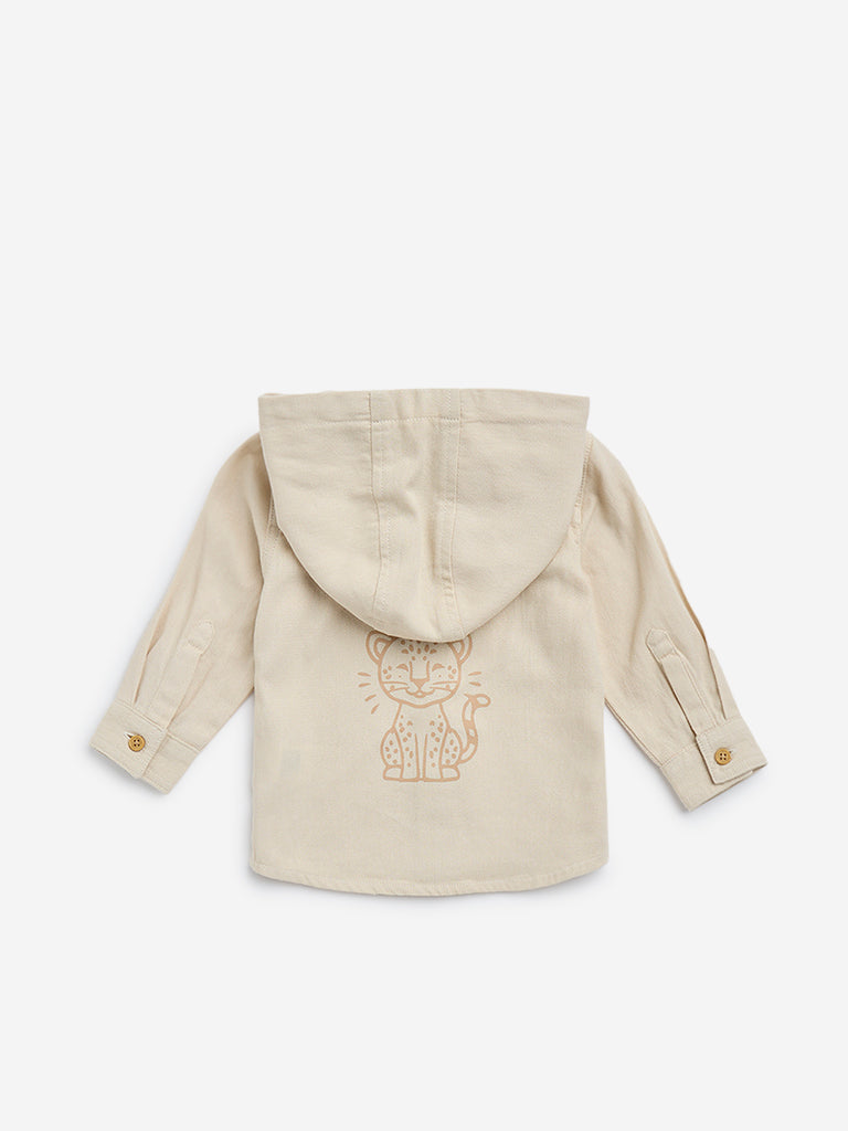 HOP Baby Light Beige Animal Design Cotton Shirt