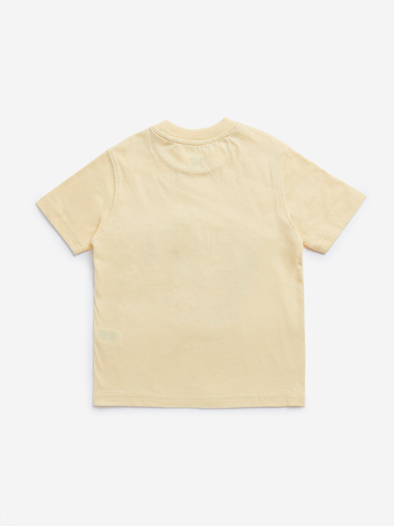 HOP Kids Yellow Animal Printed Cotton T-Shirt