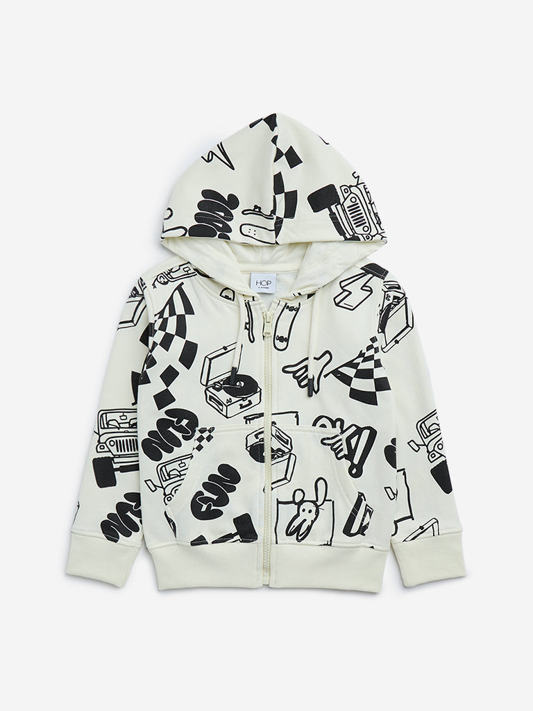 HOP Kids Off-White Printed Hoodie