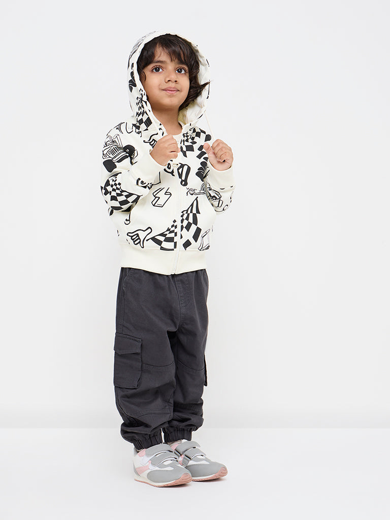 HOP Kids Off-White Printed Hoodie