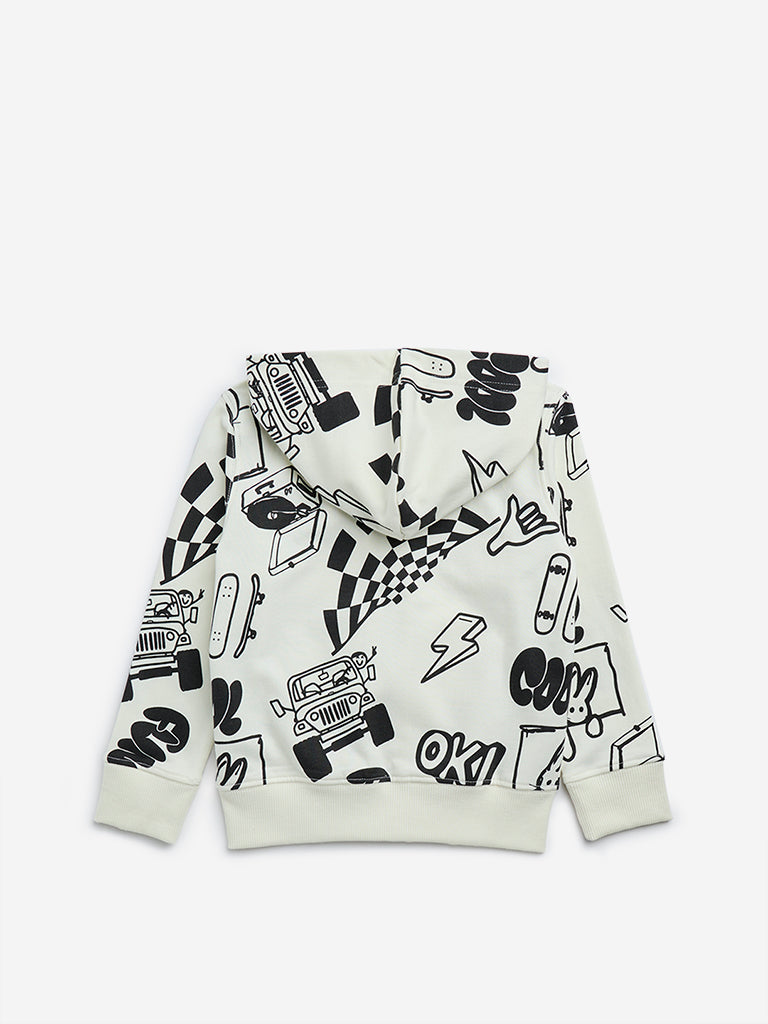 HOP Kids Off-White Printed Hoodie