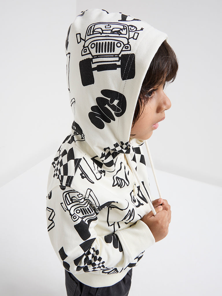 HOP Kids Off-White Printed Hoodie