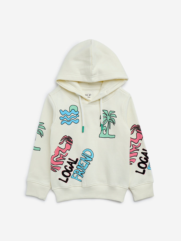 HOP Kids Off-White Tropical-Inspired Sweatshirt