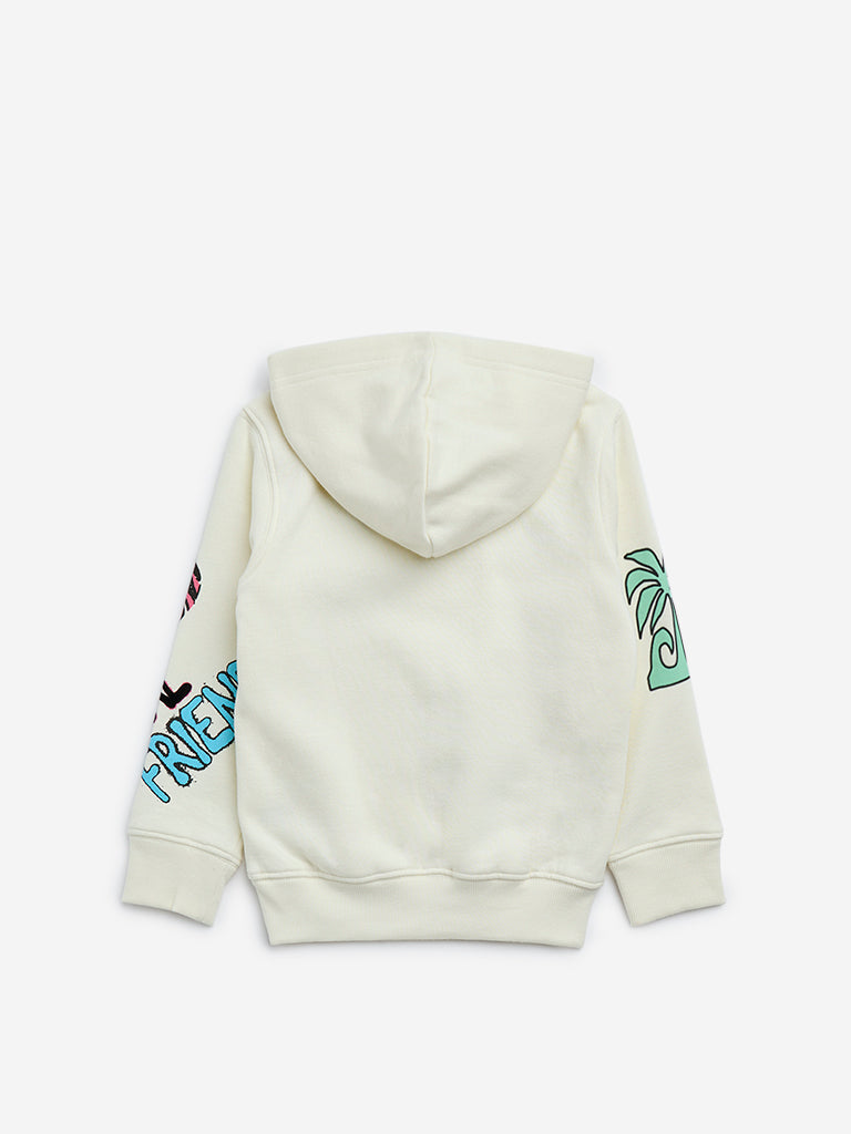 HOP Kids Off-White Tropical-Inspired Sweatshirt