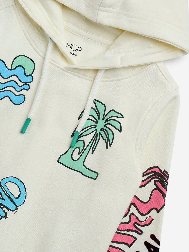 HOP Kids Off-White Tropical-Inspired Sweatshirt