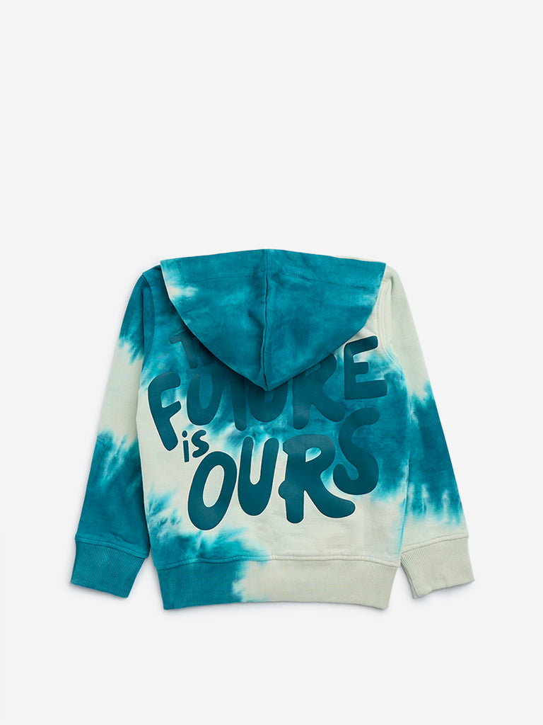 HOP Kids Teal Tie-Dye Design Cotton Sweatshirt