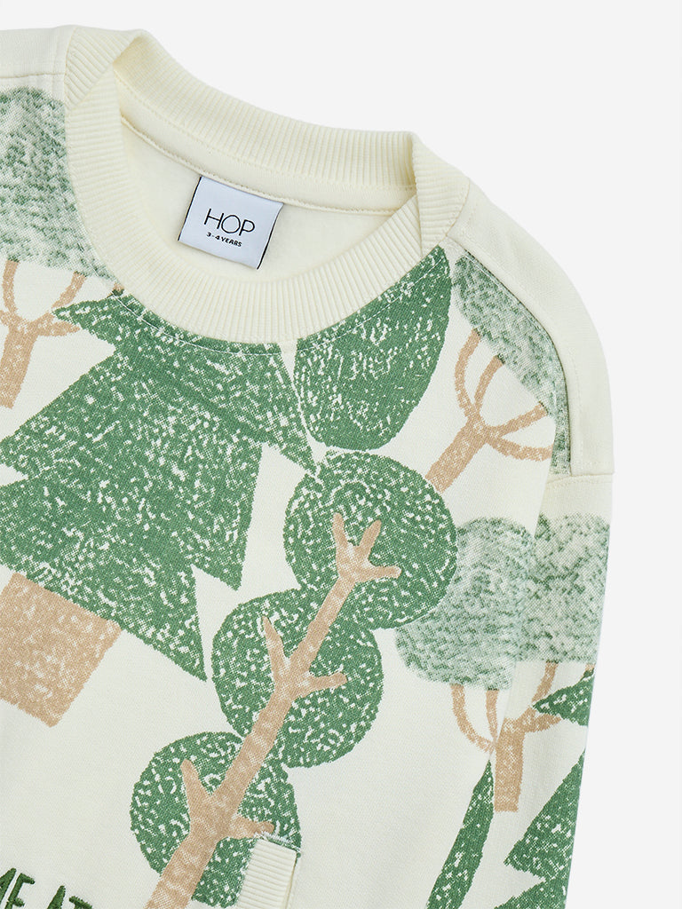 HOP Kids Off-White Nature-Inspired Sweatshirt