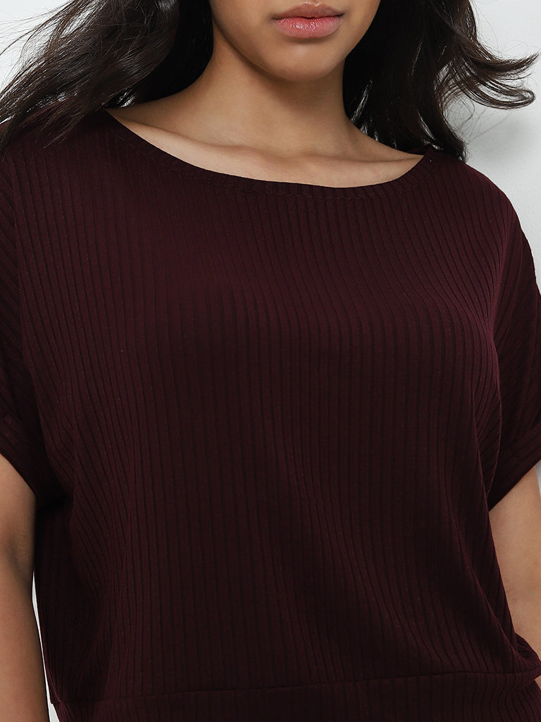 Wunderlove Purple Ribbed Top