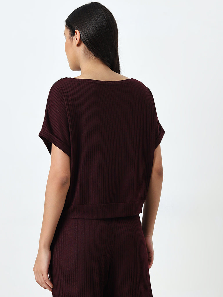 Wunderlove Purple Ribbed Top