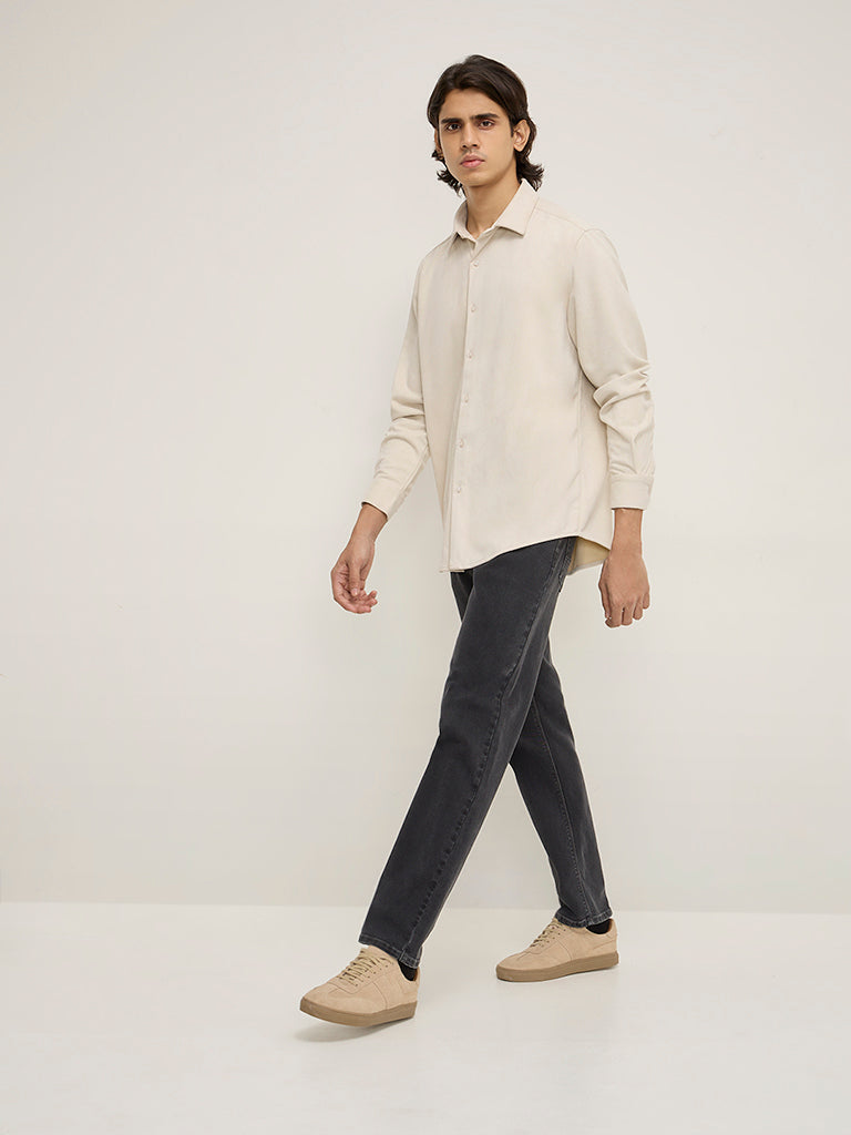 Ascot Beige Faux-Suede Relaxed-Fit Shirt