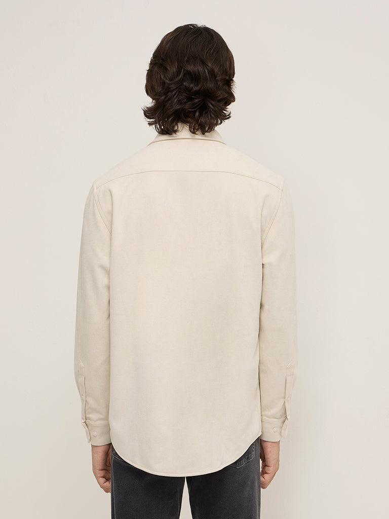 Ascot Beige Faux-Suede Relaxed-Fit Shirt