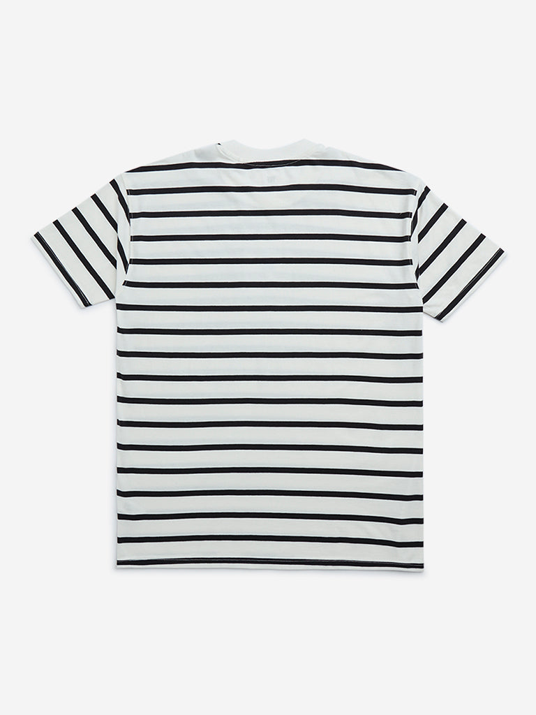 Y&F Kids Black & White Striped Cotton T-Shirt