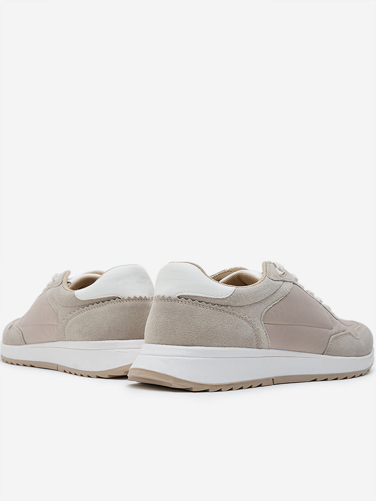 LUNA BLU Beige Suede-Detailed Sneakers