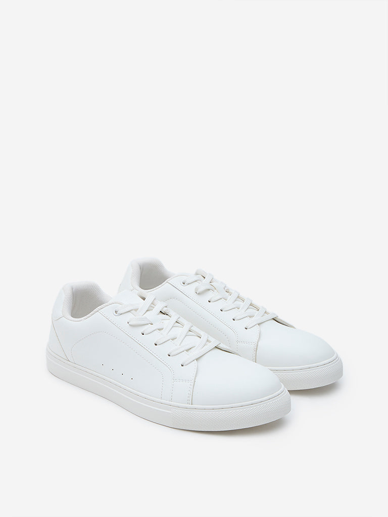 LUNA BLU White Perforated Lace-Up Sneakers