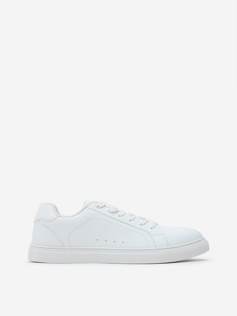 LUNA BLU White Perforated Lace-Up Sneakers