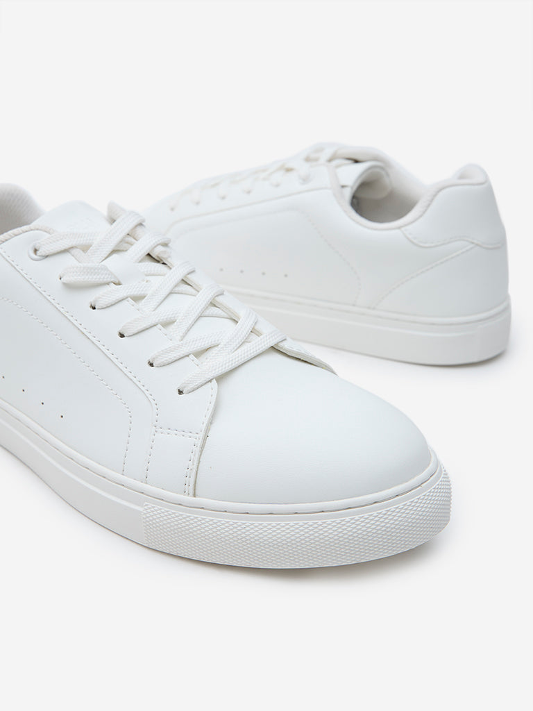 LUNA BLU White Perforated Lace-Up Sneakers