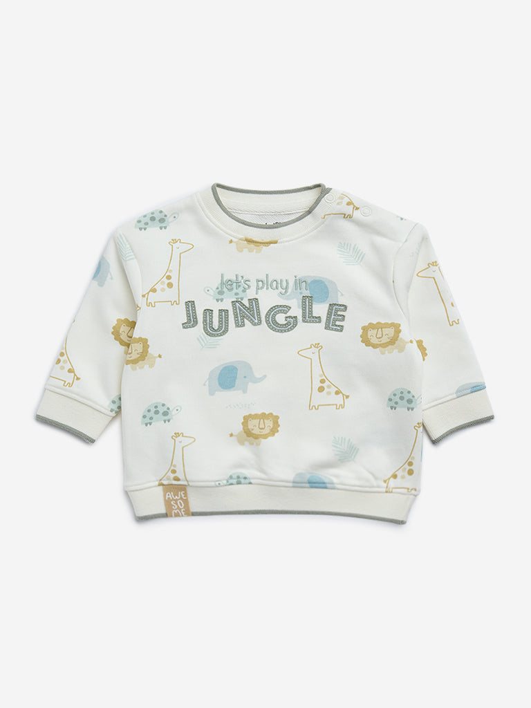 HOP Baby Off-White Animal Printed Sweatshirt